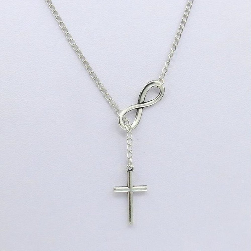 💎 NEW ❤️ Infinity Necklace Chain Luck Cross Pendant Bohemian - Picture 6 of 6